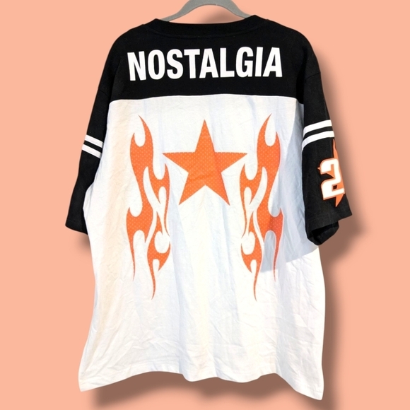 Memory Lane LA White Colorblock Flame Graphic Rider Heavy Cotton Jersey Shirt - Picture 3 of 14